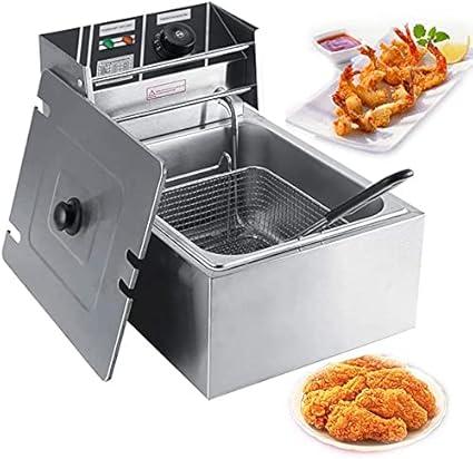 Mokshith Commercial Deep Fryer with Visible Window Deep fryer 2500W 6L Stainless Steel French Fry Double Deep Fast Fryer with 1 Baskets,Commercial Restaurant,Fast Food Restaurant