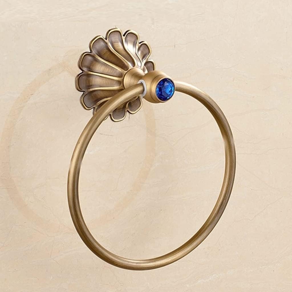 LSLYTQ Antique Black Towel Ring, American Retro Towel Rack, Hand Towel Holder, Round Towel Hanger Wall Mount Bathroom Hardware