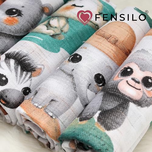 FENSILO Baby Mulltücher | Spucktücher | Mullwindeln - 5er Pack 70x80 cm für Baby und Neugeborene|Musselintücher für Jungen und Mädchen|Spucktücher aus Baumwolle|Abwischen|1010