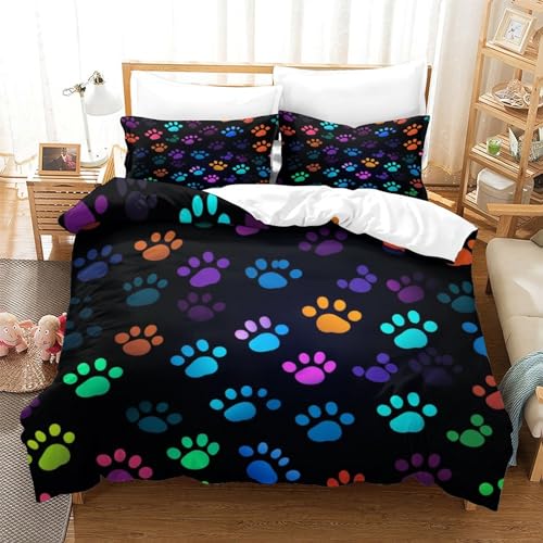 Housse de couette chat 3D parure de lit 220x240 fermeture éclair microfibre