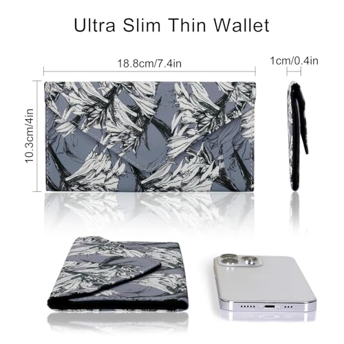 HAWEE Envelope Card Holder Wallet for Women Ultra Thin Water Resistant Multi-card Holder Purse, Purple Leaf — view 3