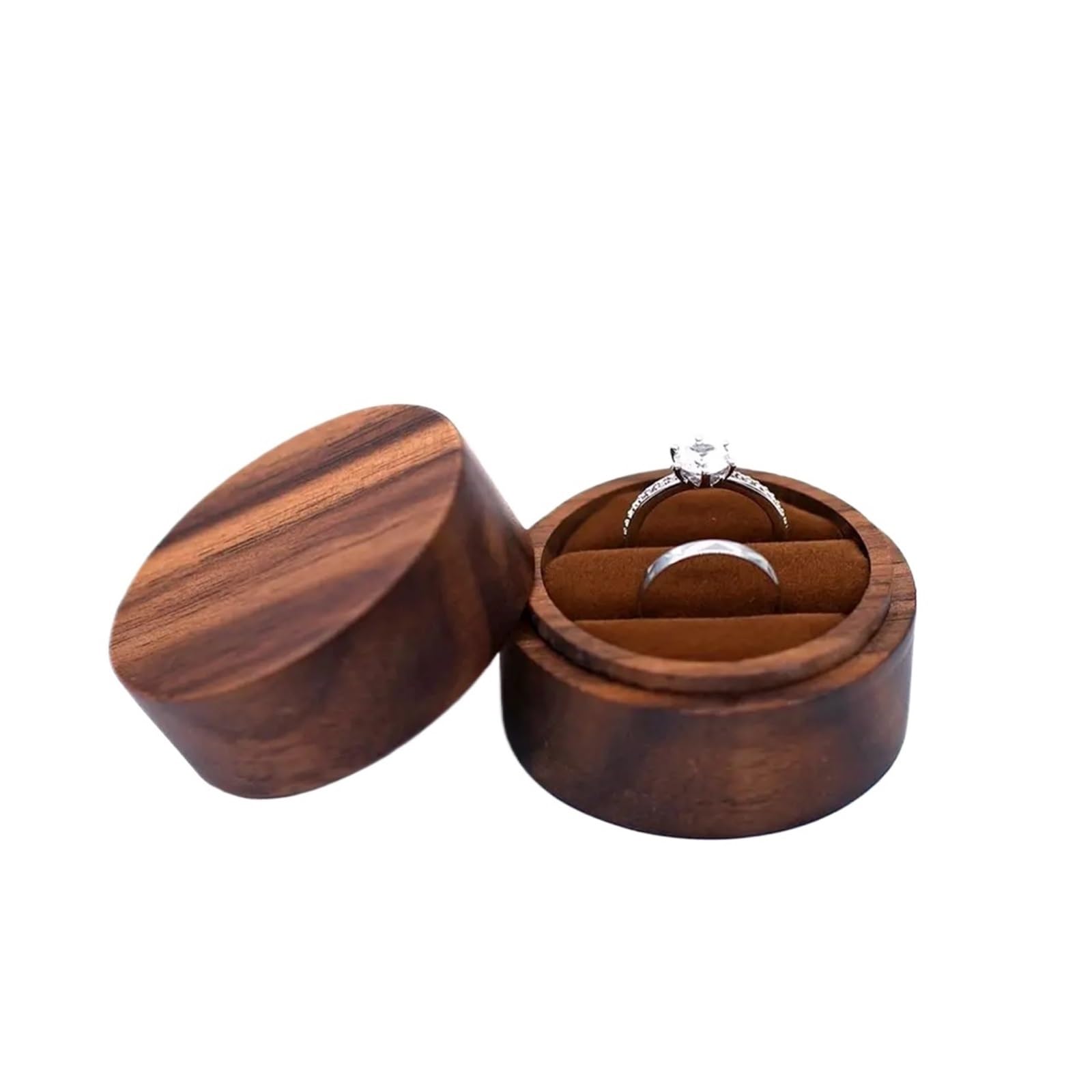 LCKKJHG Wedding Ring Box Round Proposal Case Jewelry Box Earrings Organizer Engagement Ceremony Ring Storage Bearer Presentation(Color 04)
