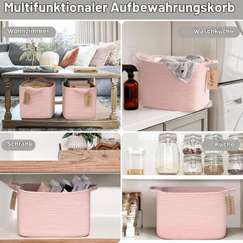 TIMEYARD Aufbewahrungskorb Baumwolle Kinderzimmer Organizer Rosa – Ansicht 6