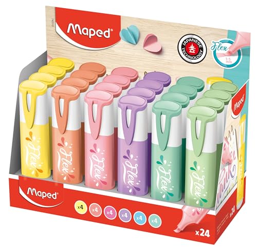 Fluopps Text Flex Lot de 24 affiches papier de bureau pastel assorties