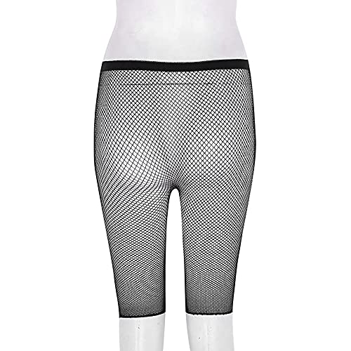 Image of Women's Fishnet High Waist Tights See Through Knee Length Legging Club Rave Dance Half Pants