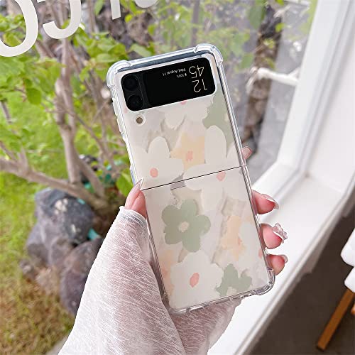 Watercolor Flower Cute Phone Case For Samsung Galaxy Z Flip 3 Cover Fashion Shockproof Protective Cases Compatible With Z Flip3 5G Covers - Clear #TOP1