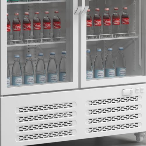 Image of Garvee 25.3 Cu.Ft Beverage Refrigerator, 2 Glass Door Commercial Fridge | with Light Box, Large Freestanding Drink Cooler for Restaurant and Store, White
