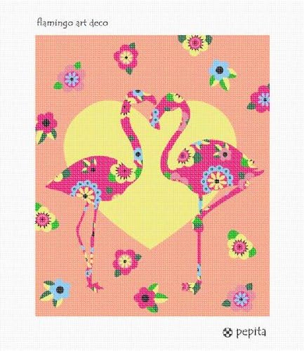 Pepita Needlepoint kit: Flamingo Art Deco, 10" x 12"