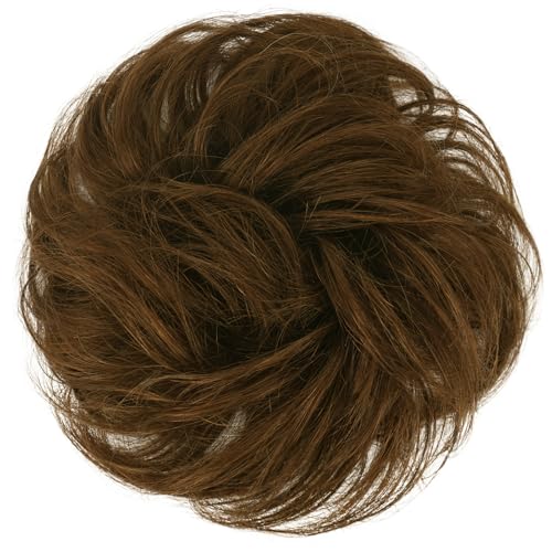 RUWISS Messy Bun Hair Piece Human Hair Messy Rose Bun Hair Buns for Women Real Hair Scrunchies Hair Piece Updo Hair Pieces Bun Extension Ponytail Messy Hair Bun (Medium Brown) - Image 3