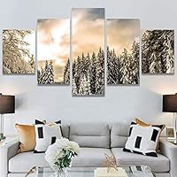 SIGNWIN 5 Panel Canvas Wall Art Rustic Woods for Home Decorations Ready to Hang - 60