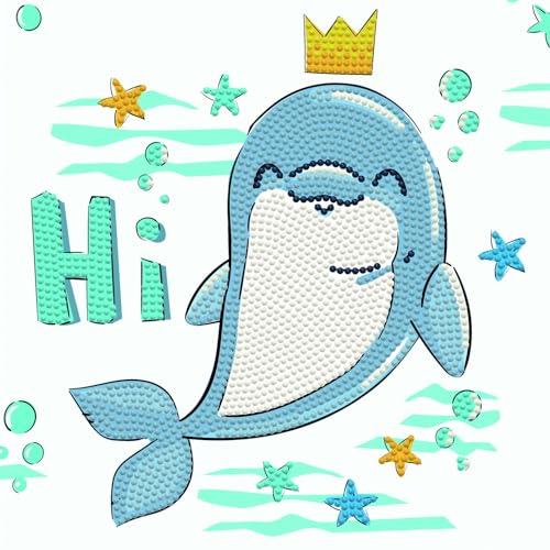 Image of DIAMOND DOTZ Dolphin Hi! Dotz Box Animal Diamond Painting Kits for Adults - Diamond Art Kits a Relaxing Creative Craft Kit with Dotz Gems 8.7 inchx8.7 inch