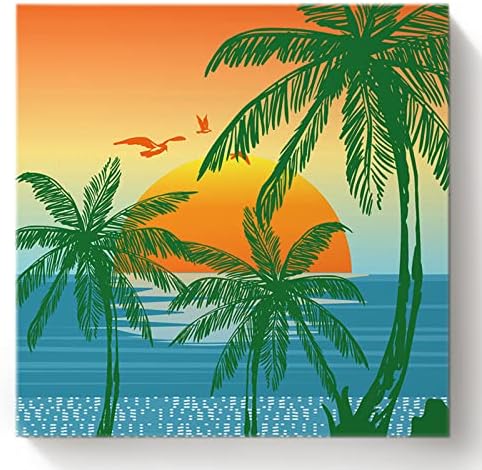 YEHO Art Gallery Paint by Number for Adults Beginner and Kids, Summer Hand Drawn Tropical Botany Tree and Sunset DIY Gift Adult Paint by Number, Acrylic Painting Kit for Room Wall Decor, 16 x 16 Inch
