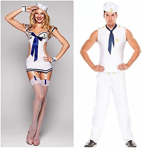 Amazon Co Jp ハロウィン ペアルック衣装 カップル ペア海軍衣装 男女警察セット コスチューム 仮面舞踏会 パーティー コスプレ衣装wsj118 男 ホビー