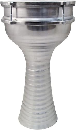 Miniatura 8 de ZAZA Percussion Darbuka de aluminio de 16 '' de longitud, tambor Doumbek turco de cabeza sintética sintonizable de 8 pulgadas (negro)