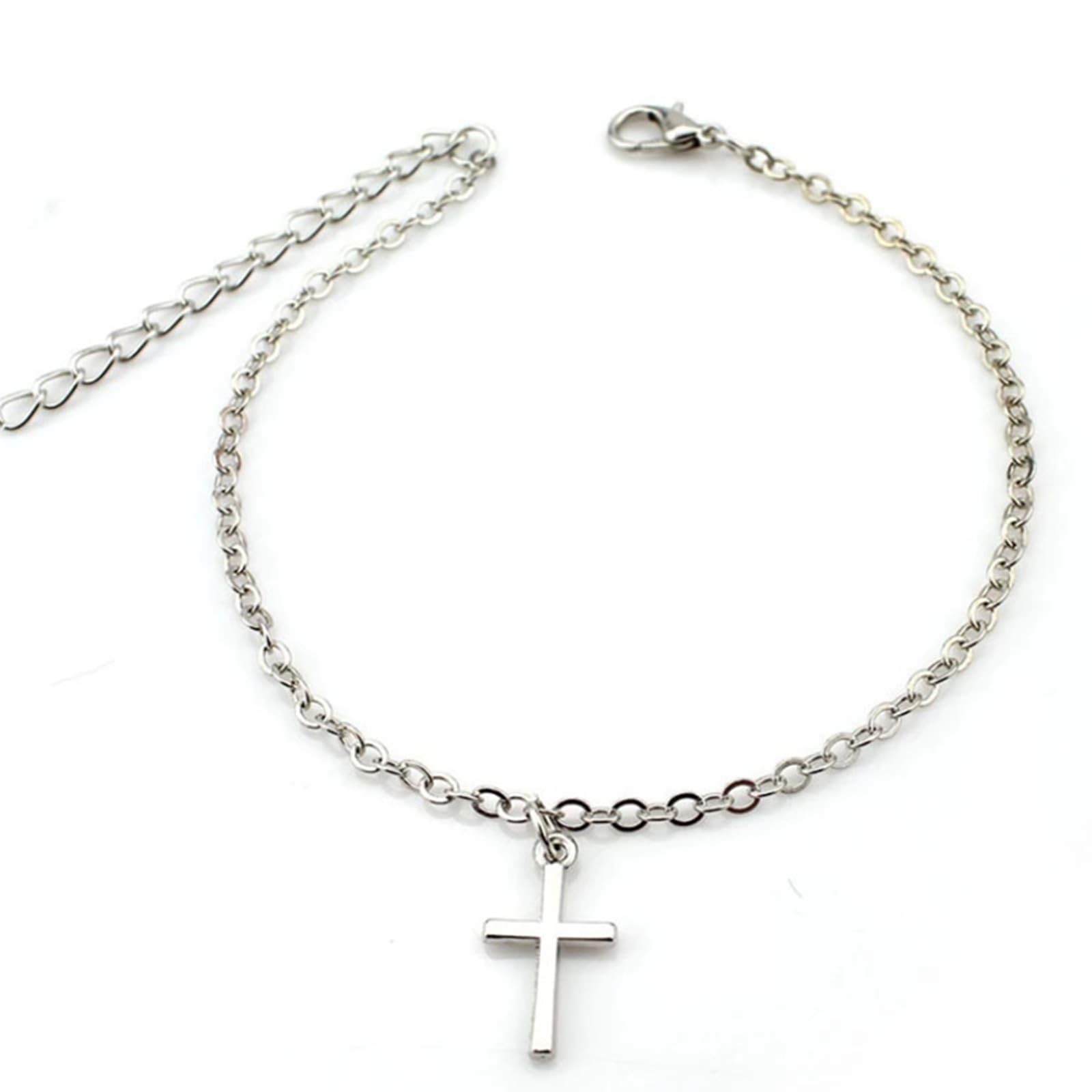 Tobillera de oro blanco de 18 quilates, estilo boho para mujer, Au750, 20 cm de longitud