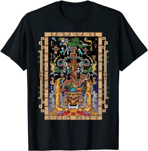Ancient Mayan King Pakal Aztec God Civilization Mythology T-T-Shirts à Manches Courtes Size (Small)