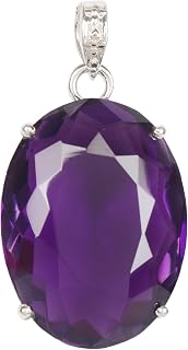 GEMHUB Gemstone Pendant Without Chain 44 CT-135 CT Oval Shape Sterling Silver Pendant Jewelry Women