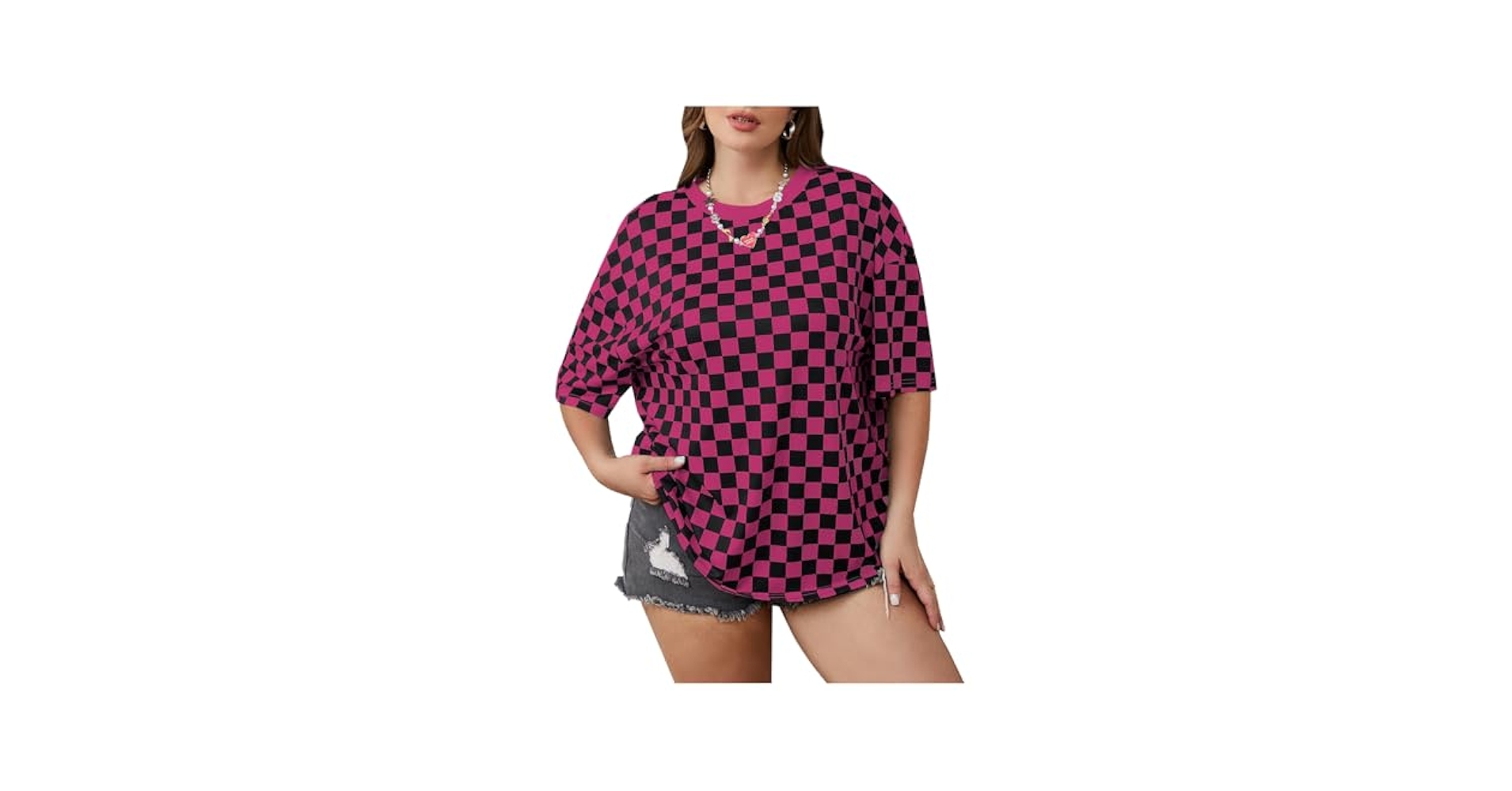 トップス everyone oversized B/D check shirt sizeM Plus Oversized Boxy Long Sleeve Embroidered Check Shirt