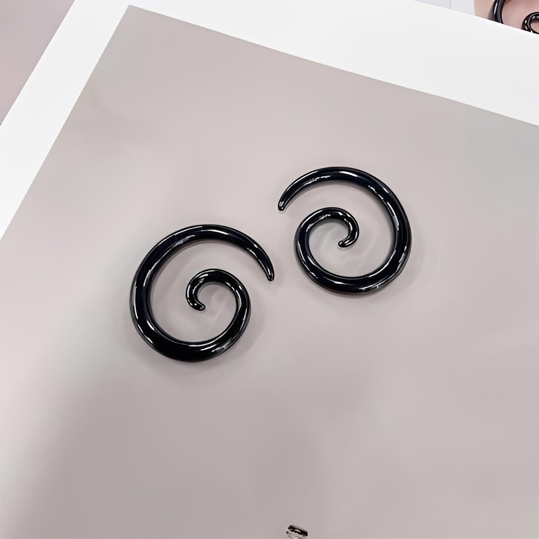 IMINI 2 dilatatori a spirale a forma di lumaca, in acciaio inox, placcati oro/nero, per orecchie allungate, gioielli per piercing per donne e uomini