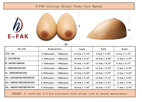 E-FAK Men Women Silicone Breast Forms Crossdresser Cosplay Prosthesis Mastectomy Fake Boobs Bra Enhancer Inserts TV TG (Suntan Water Droplets, XL (2.20lbs/Pair - 36DD/38D/40C/44A))