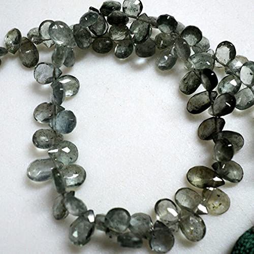 Moss aquamarine briolette beads en poire facettée 6x4mm de haute joaillerie