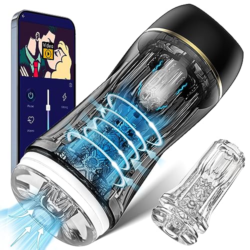 App-Controlled Male Sex Toys for Men - Automatic Male Masturbator Penis Pump Instant Control Sharing with 10 Suction & 10 Vibrations Adult Toys Male Stroker Male Masturbators Pocket Pussy