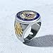 IFUAQZ Men's Stainless Steel Masonic Freemason Rings Gold Blue Free and Accepted Masons Symbol Signet Band Silver Gold Size 12