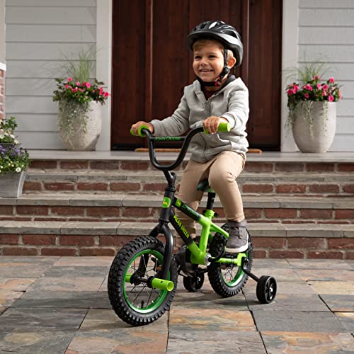 John Deere Mean Green Kid's Bicycle with Removable Training Wheels – 12? Boy’s Bike – Ages 3 and Up — Adjustable Kids' Bike with BMX Stunt Tubes