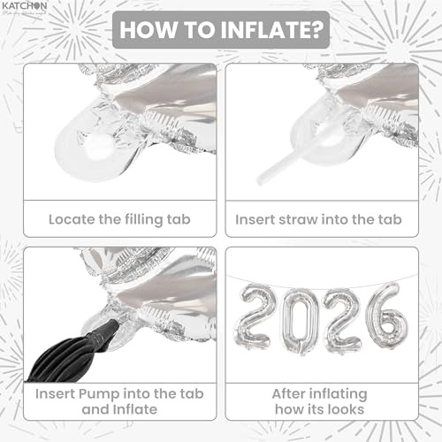 Image of KatchOn, Silver 2026 Number Balloons - 16 Inch | 2026 New Year Balloon | 2026 Balloon | Silver Foil Balloons 2026 For New Years Decorations 2026 | New Years Eve Party Supplies 2026 | NYE Decorations