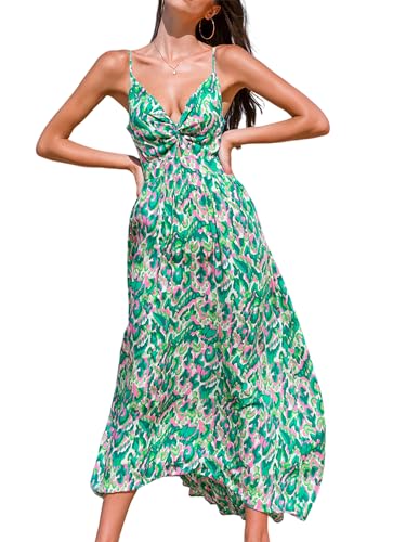 Image of CUPSHE Women's Maxi Dress Floral Print Twisted V Neck Sleeveless Long Dress Summer Casual Dress