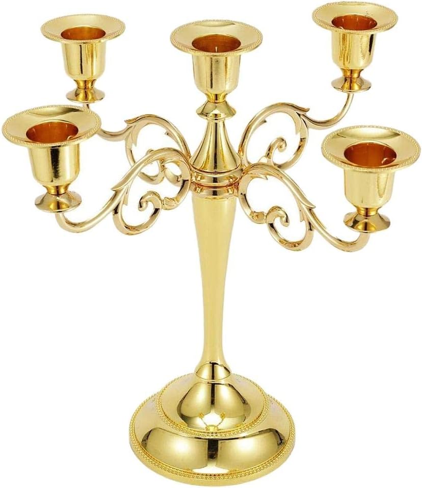 Vintage Metal Candlestick 5 arm Candle Holder Centerpiece