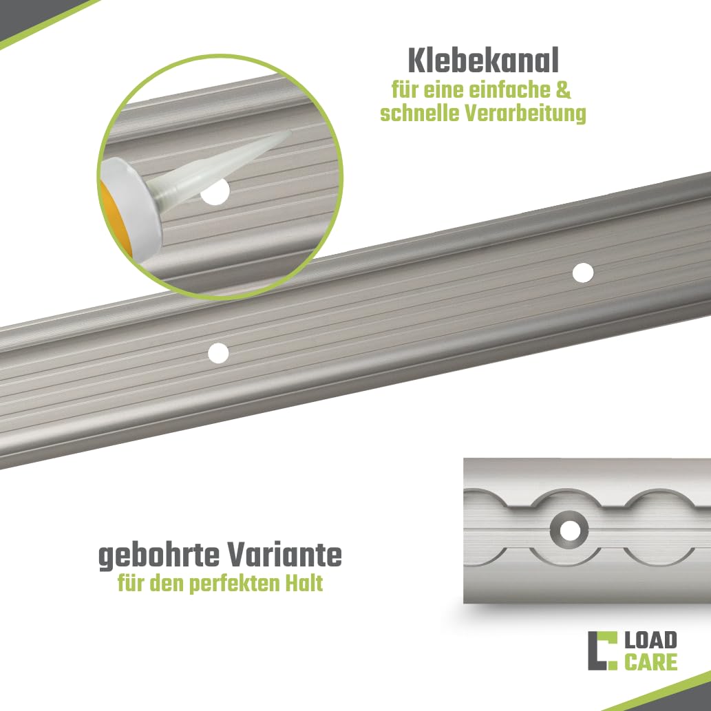 Binario semicircolare sottile in alluminio anodizzato, forato, binario di ancoraggio in alluminio per rimorchi, camper, camper e furgoni, robusta protezione del carico, bordi sbavati (2 m)