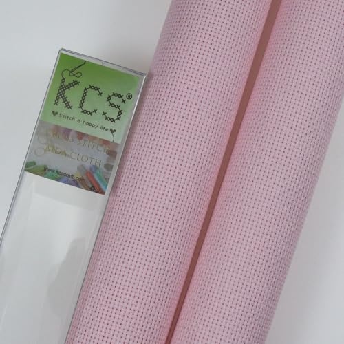 KCS 2 pc of 15" x 18"(38cmx45cm) Counted Cross Stitch Cotton Aida Cloth Needlework Fabric Box (Pink,16CT)