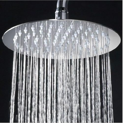 Rain Shower Head High Pressure - 8In Rainfall Shower Head Stainless Steel Round Waterfall Shower Head 360° Adjust Angle Ultra-Thin Chrome Fixed Showerhead G1/2 Universal for Bath Ceiling Wall Mount