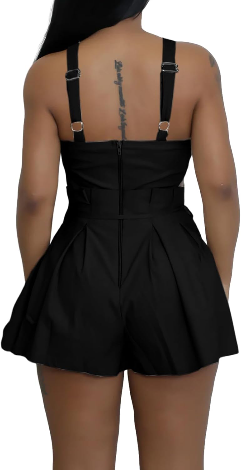 SxClub Rompers for Women Sexy Summer Short Pants Jumpsuits with Pockets Zipper - Image 3