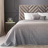 Eurofirany Hoogwaardige sprei fluweel gewatteerde bedsprei zilver blauw stiksel het hele jaar door fluweel quilt (kristal blauw, 220 cm x 240 cm