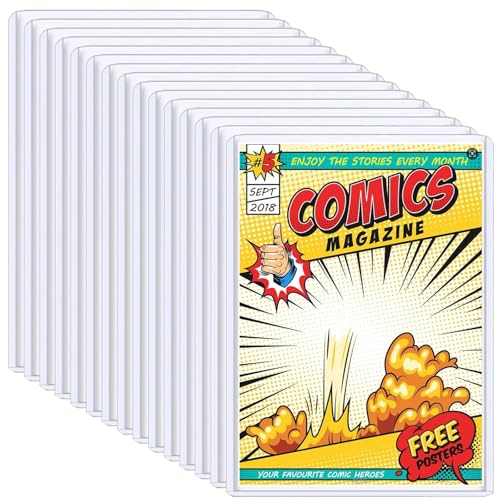 20Pack Comic Book Toploaders - 7.6x11 Inch Premium PVC Hard Sleeves for Current & Silver Age Comics | Crystal Clear Protection | Display, Storage & Collection Holder