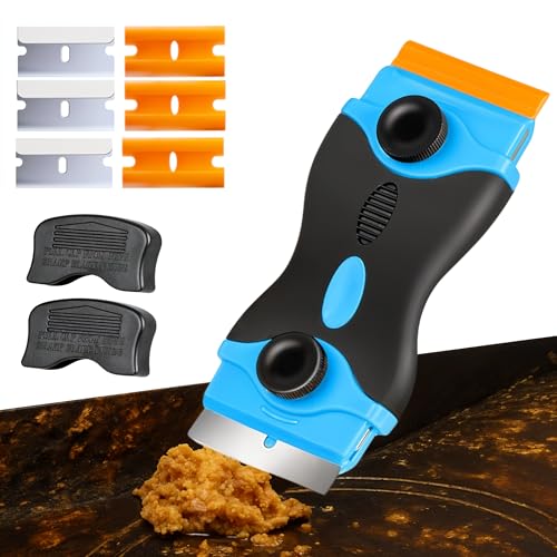 Oven Scraper Pro Tool, Non Scratch, 2 in 1, Replacement Blades, Heavy Duty Oven Cleaner, Paint Scraper, Window Scraper, Glass, Ceramic & Induction Hobs, Adhesive Remover - Multi Surface Cleaning Tool
