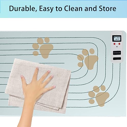 SEERWAY Scat Pet Shock Mat Indoor Upgraded, Safe Shock Training Pads for Dogs and Cats, Electric Repellent Mat Keeps Pets off Couch, Sofa, Counter Top, 3 Modes, 30\"x16\" Rectangular, Battery Operated