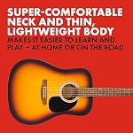 Fender FA-25 Guitare Acoustique draguée, Guitare Débutante, avec 2-Year Garantie, y compris les leçons gratuites, Sunburst