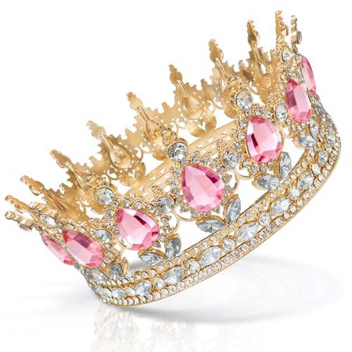 Coco Berming Couronne Ronde en Strass, Diadème de Mariée Scintillant, Tiare Baroque en Cristal pour Mariages, Anniversaires, Souvenirs Voyage, Fêtes, Salons...
