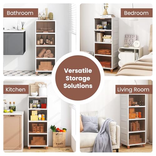 Image of JD FRESH 3 Tier Plastic Wardrobe Organizer /Foldable Cupboard for Storage /Stackable Storage Cabinet /Drawers for Storage Box /Multipurpose Storage Rack /Plastic Wardrobe Organizer (Transparent)