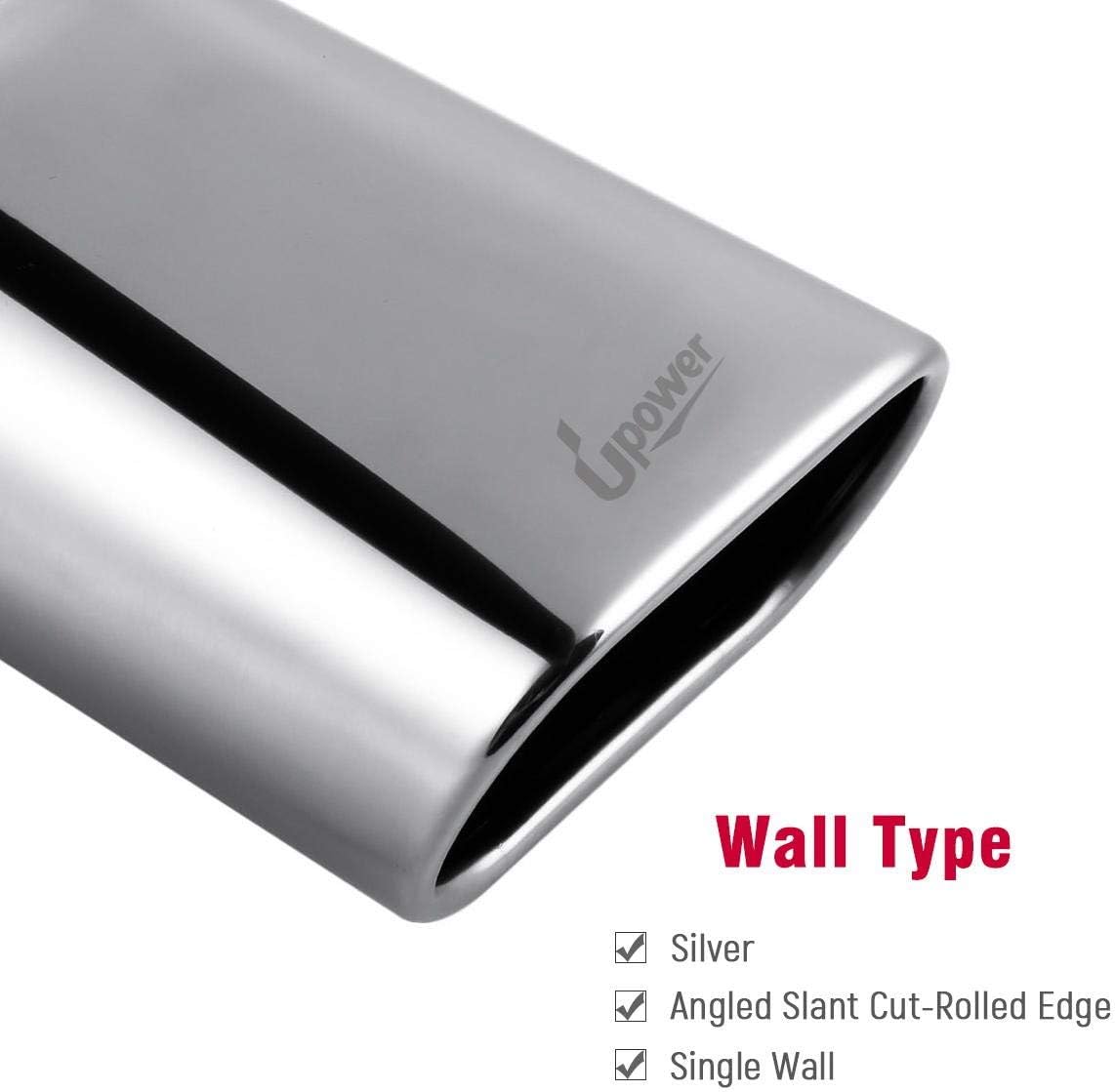 Upower Exhaust Tips 2.25" Inlet 5.5"x3" Outlet 9" Long Stainless Steel Weld-On Rectangle Exhaust Tailpipe Tips