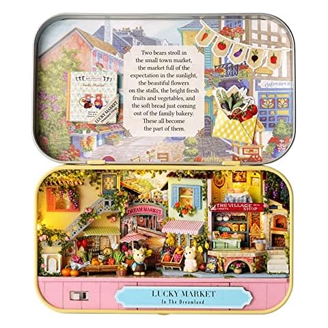 Roroom DIY Miniature and Furniture Dollhouse Kit,Mini 3D Wooden Doll House Craft Model Box Theater Style ,with LED ,Creative Room Idea for Valentine's Day Birthday Gift (Q8) Cover
