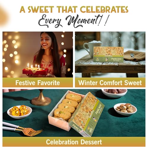 Image of PANCHI KA PETHA AUR DALMUT Shahi Sugar Gajak 500G - Homemade Traditional Agra Gazak (Since 1926),Gajak Made With Sesame Seeds,Sugar & Dry Fruits |Crispy Tilkut Chikki,500 Gram