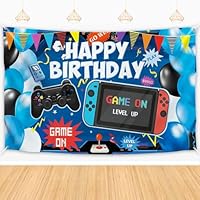 Fondo de cumpleaños para videojuegos, pancarta de feliz