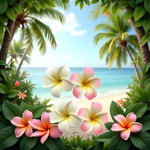 4 Clips Flor Foam Blanca y Rosa 7 cm miniatura 4