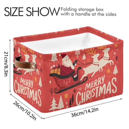 Image of Aslsiy Storage Basket Santa Claus Elk Christmas Tree Nursery Bins Baby Box Canvas Clothes Shelf Basket Laundry Hampers 2 Pcs