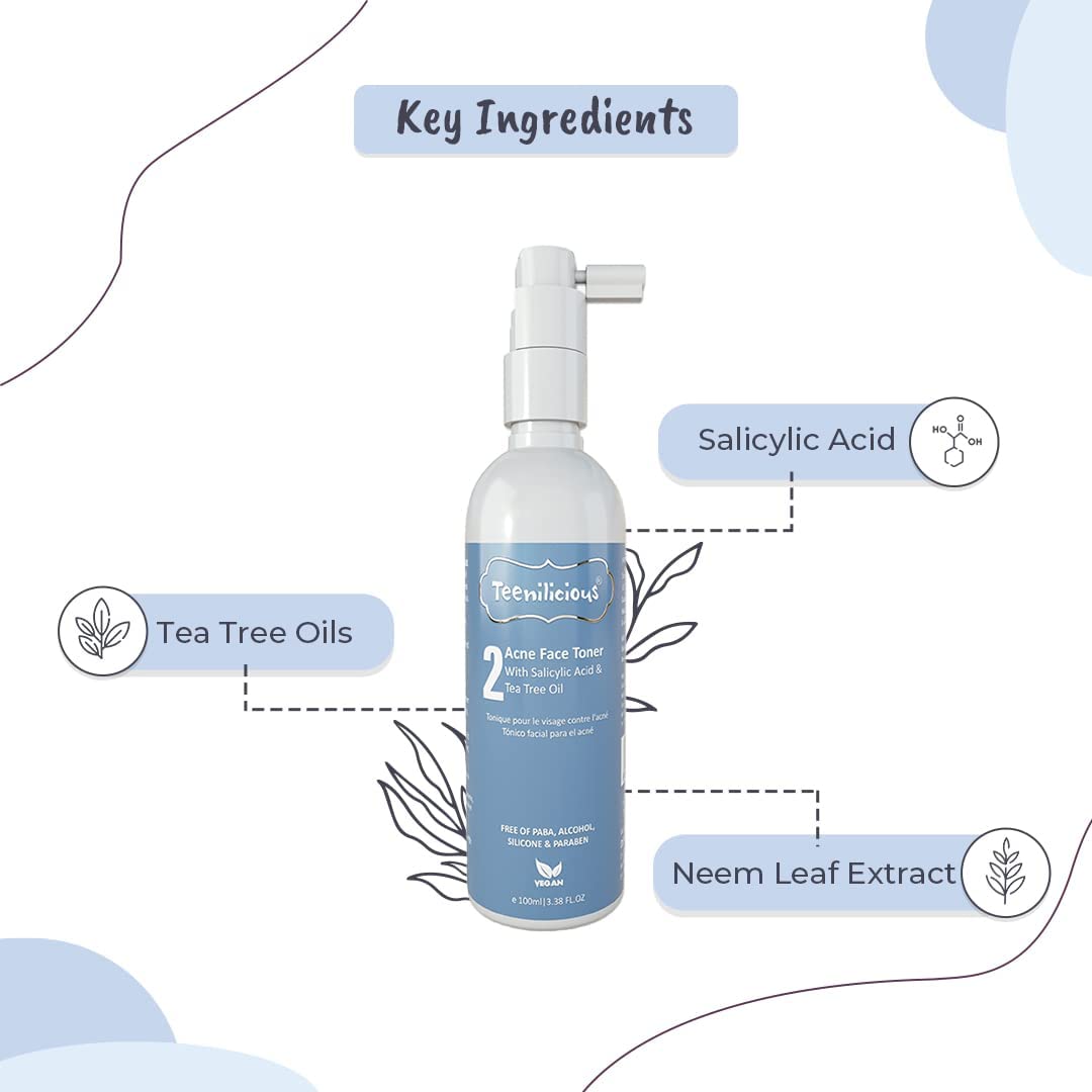 Teenilicious Acne Toner With 0.5% Salicylic Acid & Tea Tree Oil - For Oily Skin & Comedonal Acne - 100Ml 3
