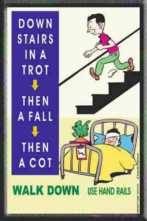 Down Stairs in a Trot Safety Poster – Funny Stair Safety Awareness Wall Art for Workplace, Office, Factory, or Home – 36x24 Inches (Multicolour, 36x24 Inches, Unframed - Star Flex)-image-39